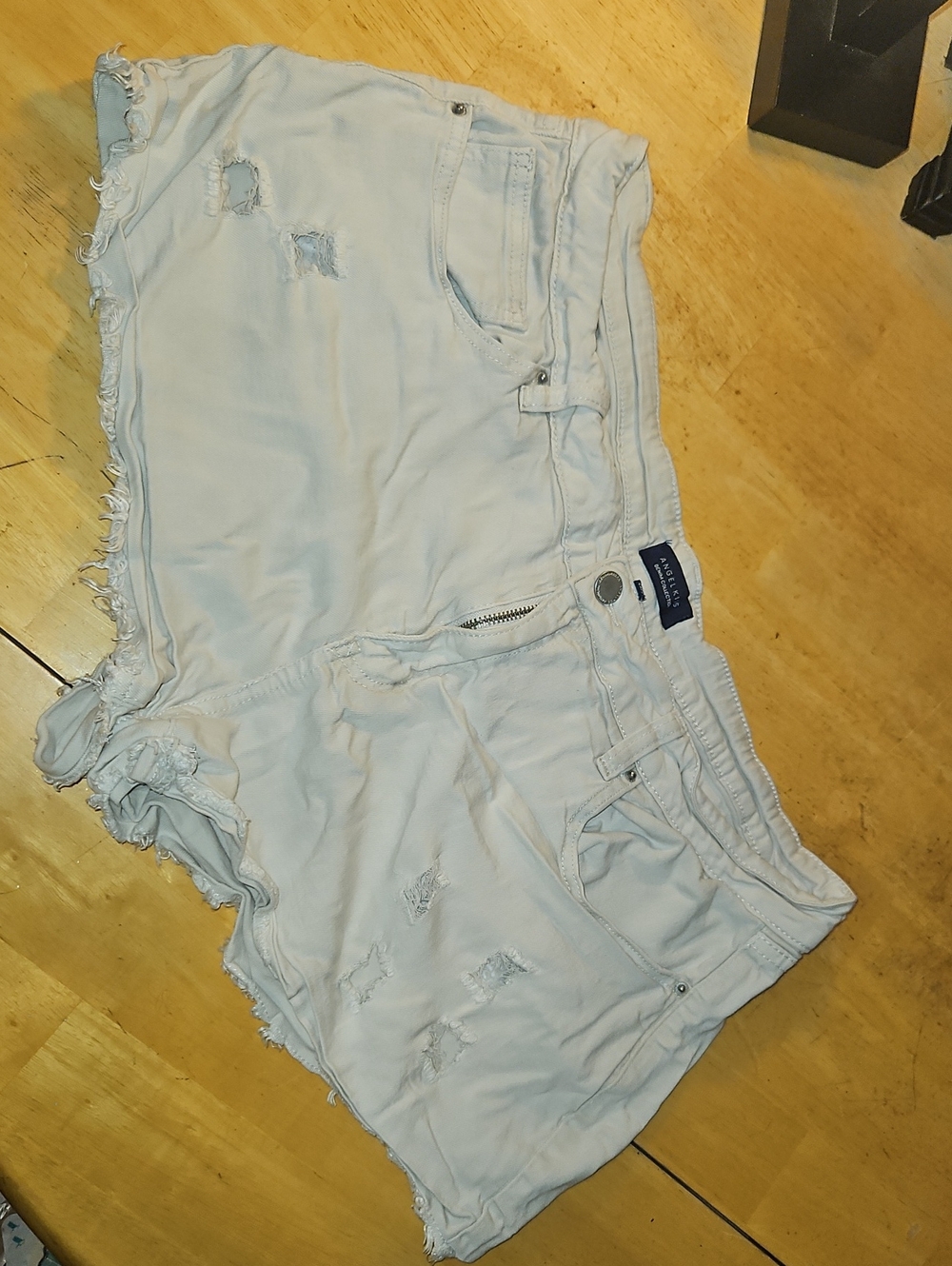 White Distressed Denim Cutoff Shorts